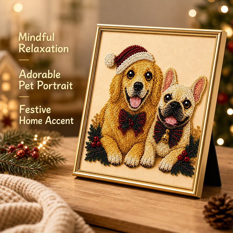 Festive Feline Bead Art Kit – DIY Sparkling Cat Craft Artwork for Holiday Decor, Cat Lovers & Handmade Gifts