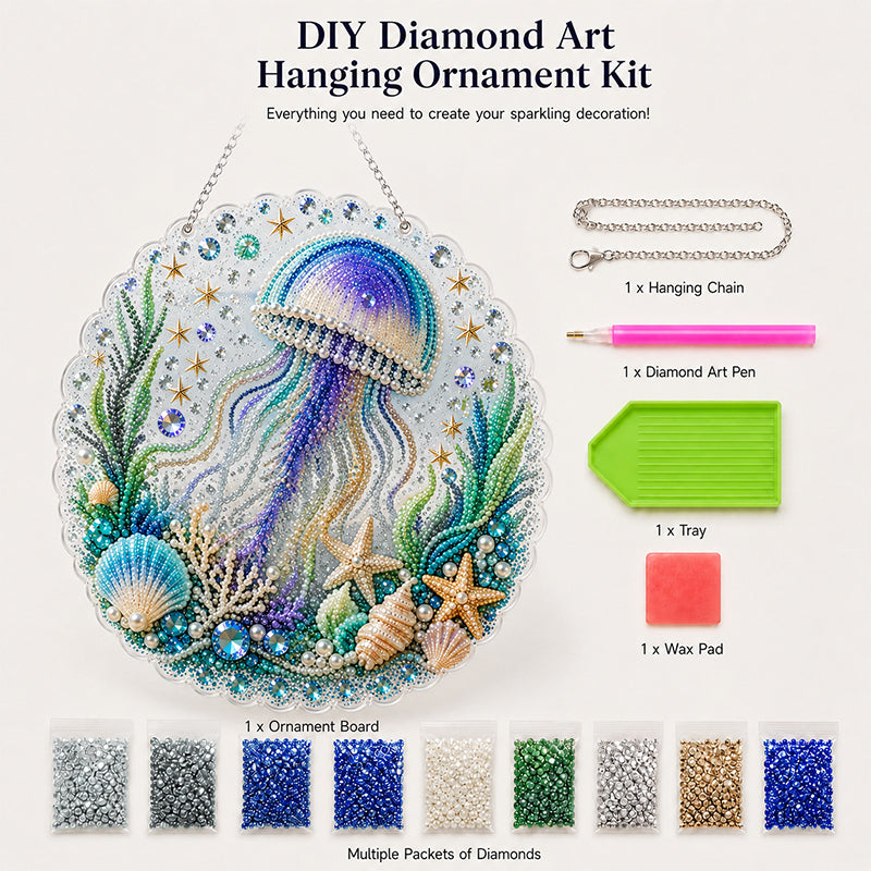 💎🌊DIY Ocean Diamond Art Hanging Ornament Kit – Acrylic Pearl Bead Craft Plaque for Coastal Home Decor & Handmade Gifts
