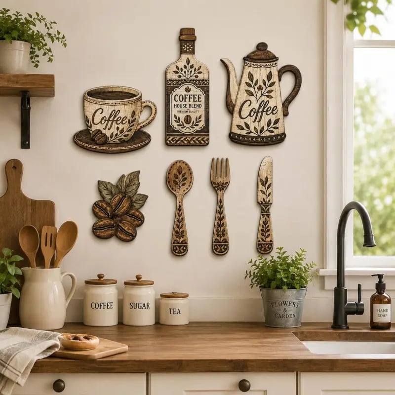 Coffee wall decor for kitchen and breakfast nook