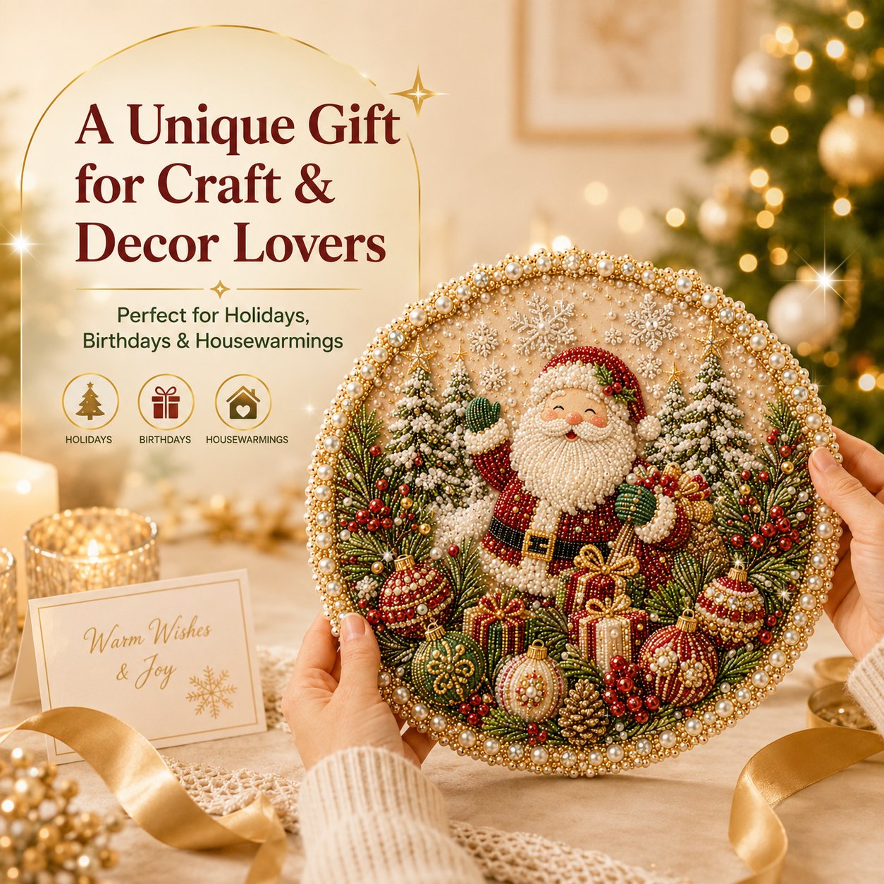 Pearl art hanging wreath kit gift idea for craft lovers
