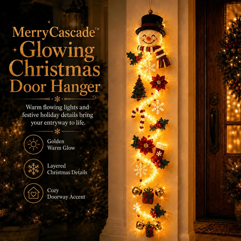 Festive glowing Christmas door hanger gift