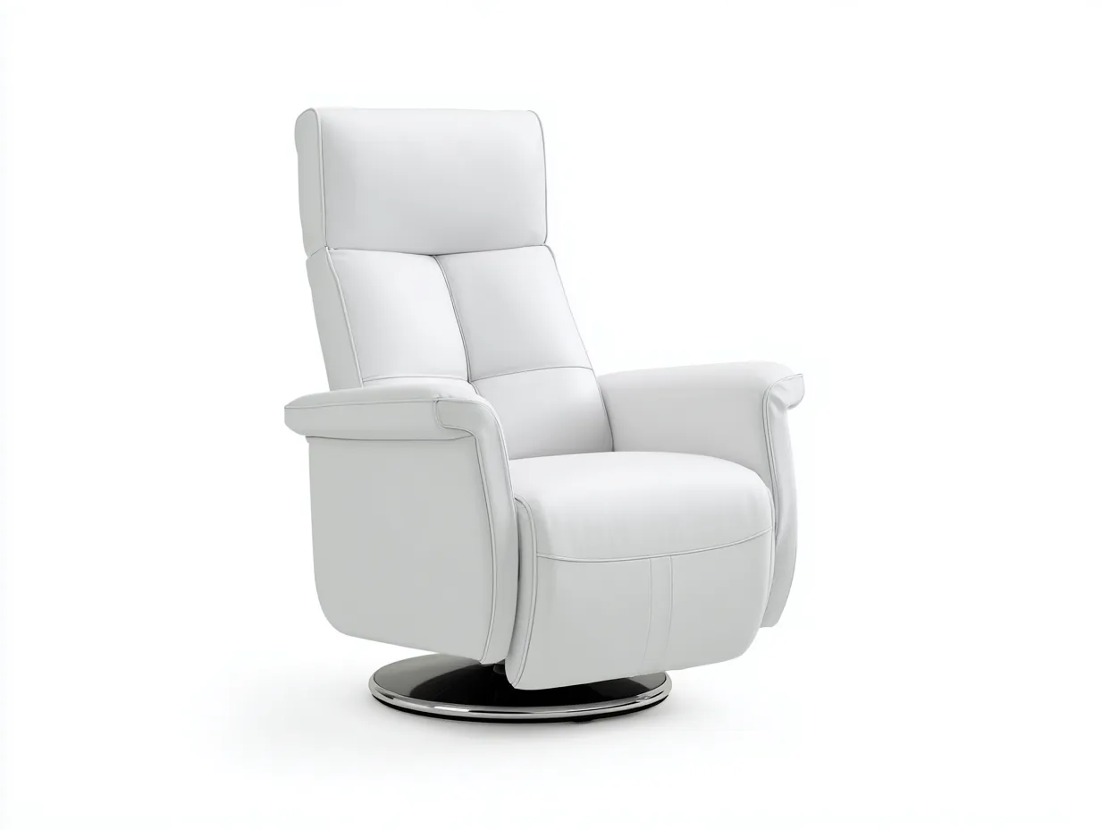 Sillón reclinable de piel sintética 82x91x109 cm - blanco - reposabrazos acolchados para salón-Gavaninest
