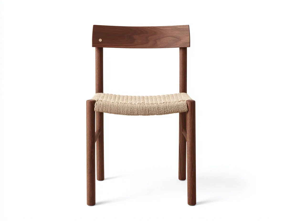 Silla de comedor de nogal 52x54x79 cm - asiento de cuerda beige - estilo natural para comedor-Gavaninest