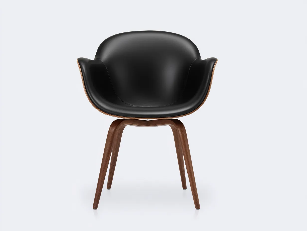 Silla de comedor tapizada 62x58x78 cm - negro y nogal - asiento envolvente con patas de madera-Gavaninest