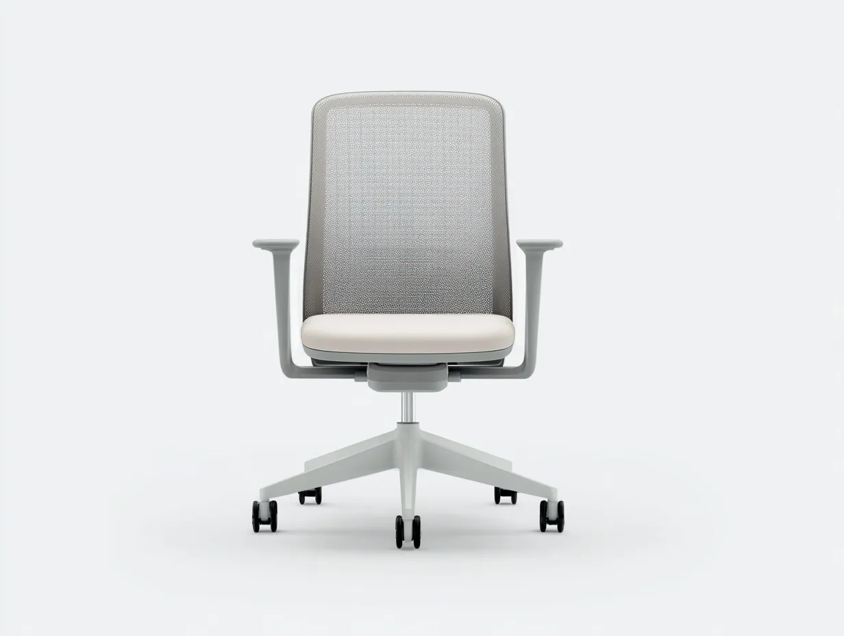 Silla de oficina de malla 66x63x91 cm - gris claro y blanco - respaldo transpirable con brazos-Gavaninest