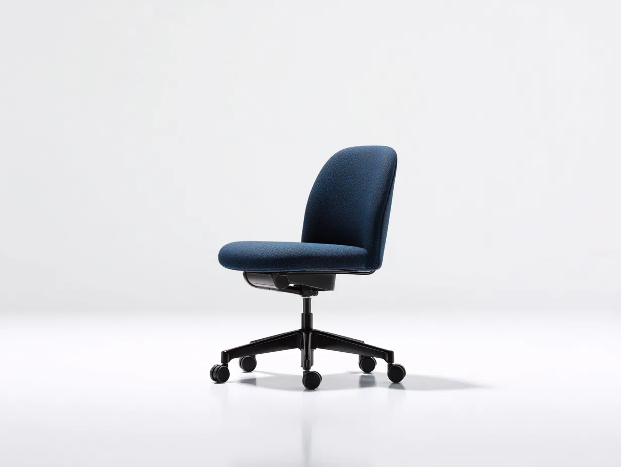 Silla de oficina tapizada 62x60x86 cm - azul marino y negro - diseño sin brazos