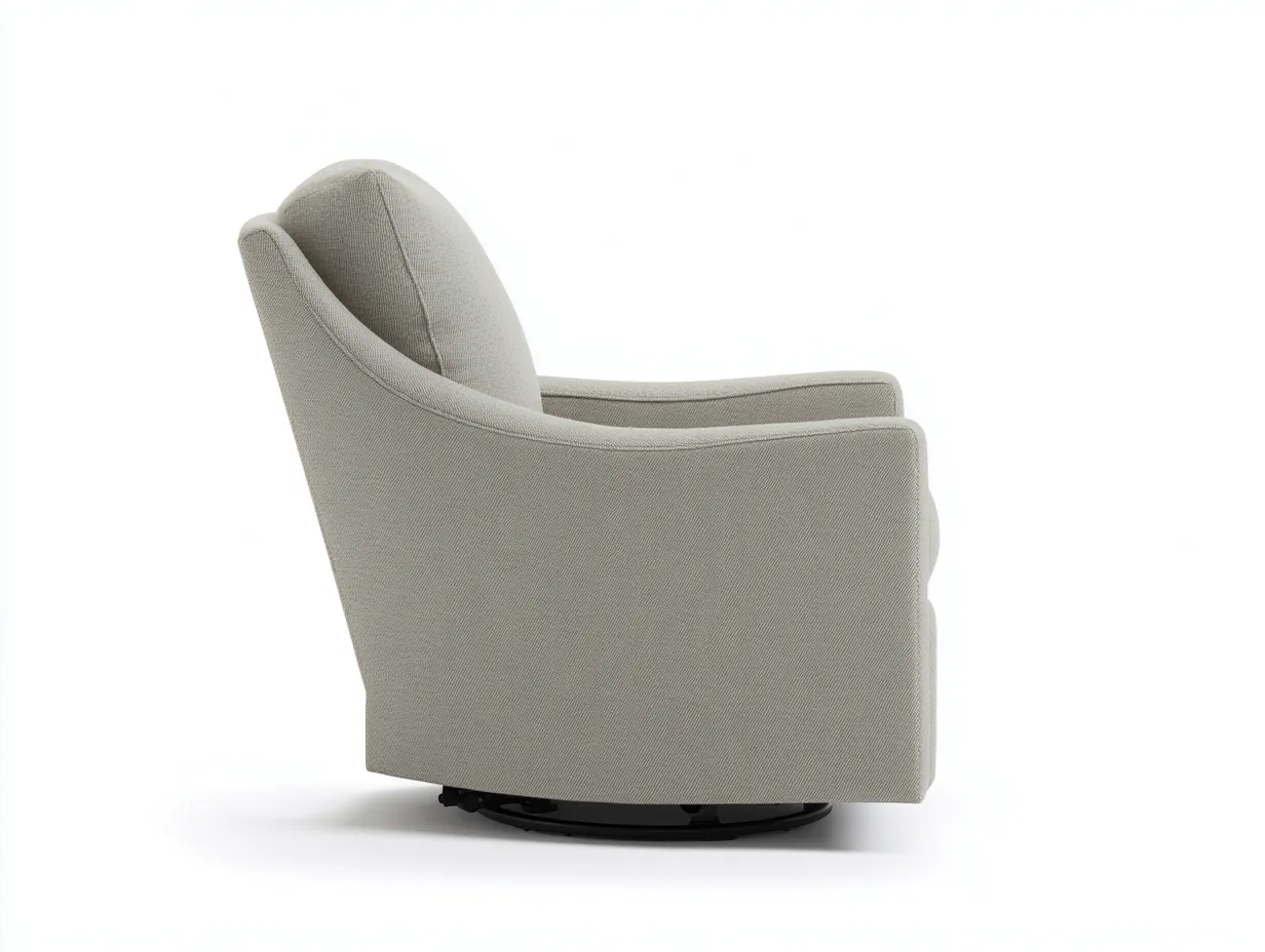 Sillón giratorio tapizado en tela 87x90x100 cm - beige claro - respaldo curvo para salón