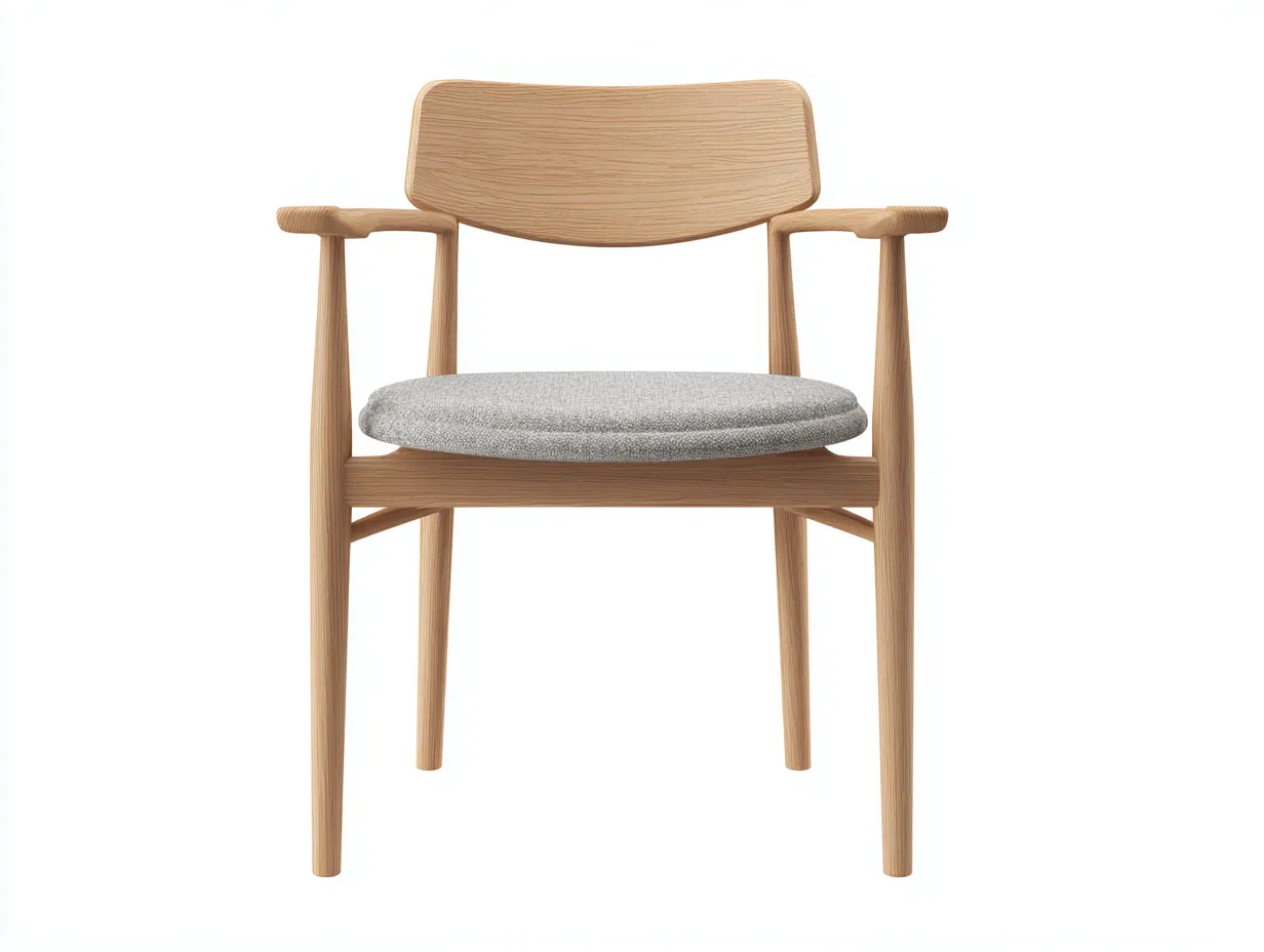 Silla de comedor con brazos 59x57x80 cm - roble natural y gris claro - asiento acolchado