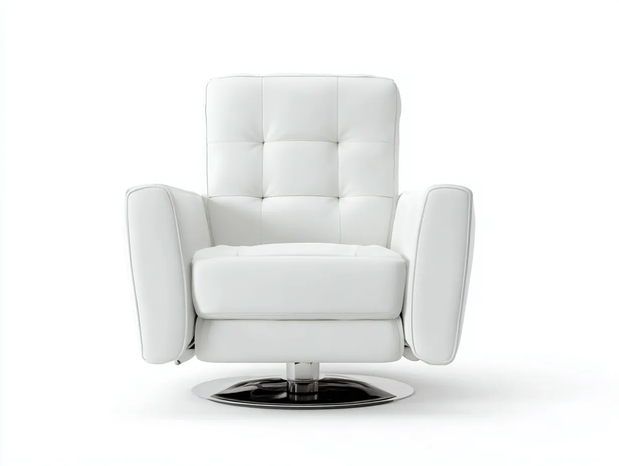 Sillón acolchado de piel sintética 88x90x105 cm - blanco - respaldo capitoné para salón