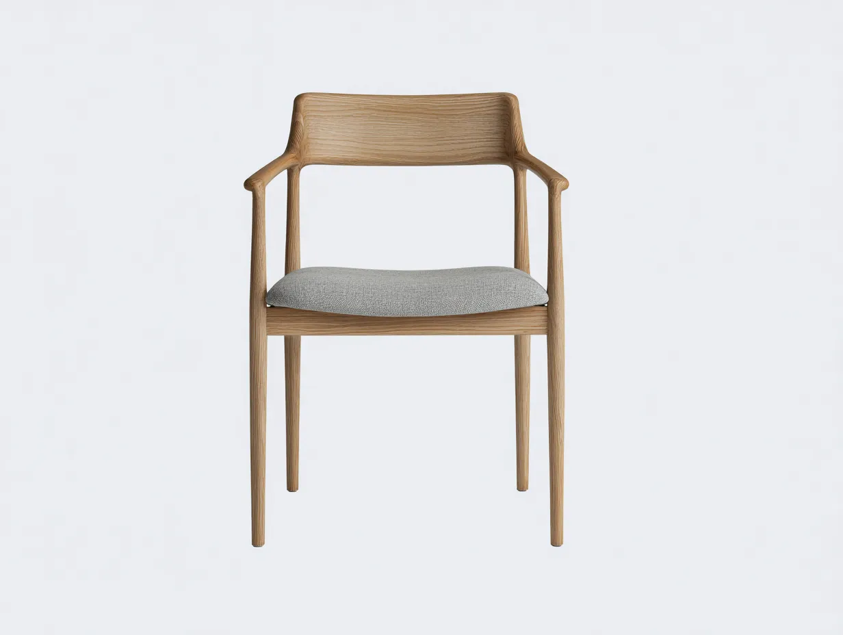 Silla de comedor con brazos 60x57x80 cm - roble natural y cojín gris - diseño nórdico