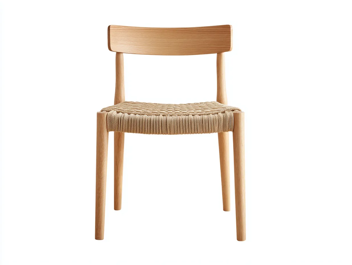 Silla de comedor de madera 52x54x78 cm - roble natural y cuerda beige - asiento tejido