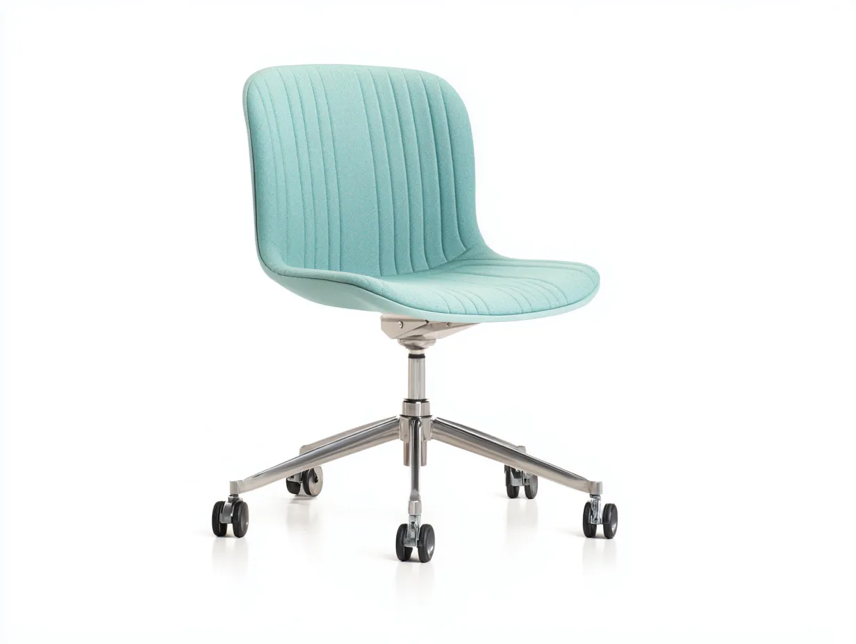Silla de oficina tapizada 62x60x86 cm - azul turquesa y cromo - diseño sin brazos