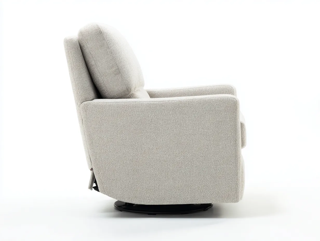 Sillón reclinable tapizado en tela 88x91x102 cm - crema - base giratoria negra para salón
