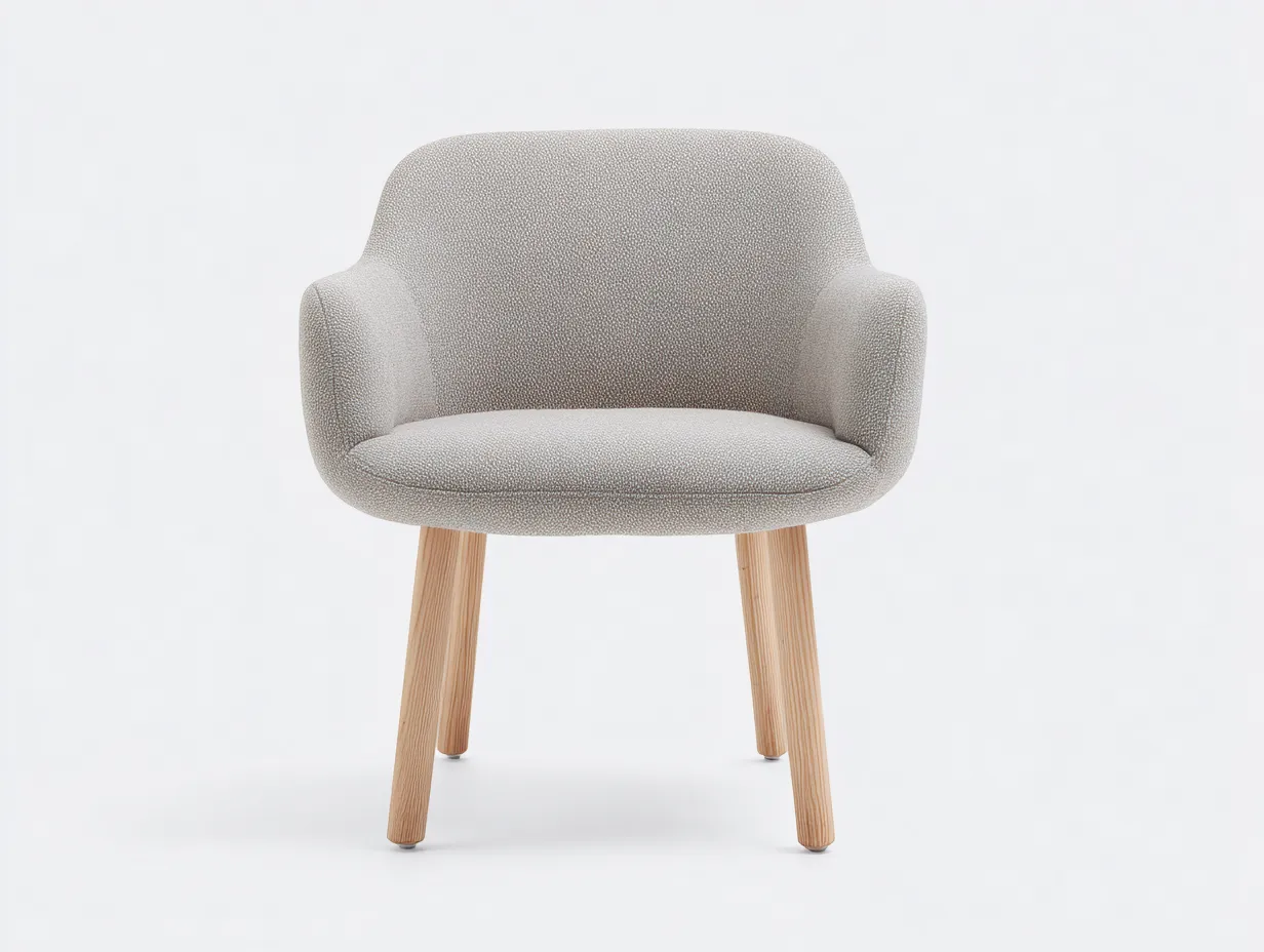 Silla de comedor tapizada 70x62x78 cm - beige jaspeado y madera clara - asiento envolvente-Gavaninest