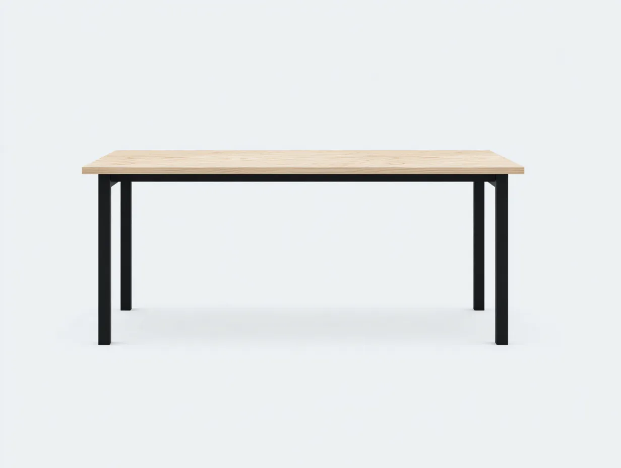 Escritorio de oficina rectangular con tablero de madera clara 162x72x75 cm - roble claro y negro - estructura metálica para oficina-Gavaninest