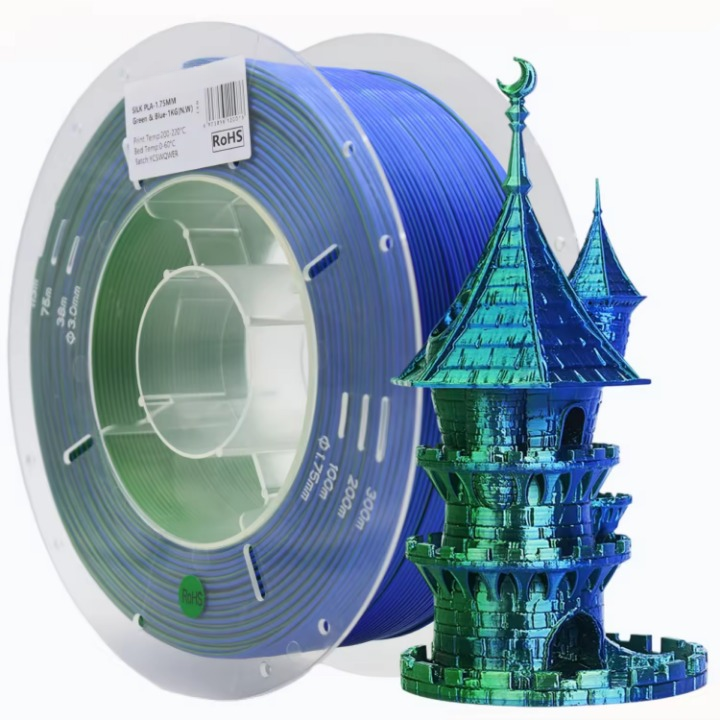 Dual-Color Silk PLA 3D Printing Filament 1.75mm 1kg
