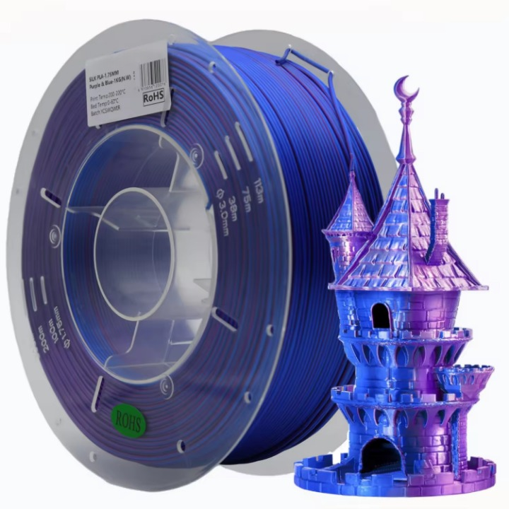 Dual-Color Silk PLA 3D Printing Filament 1.75mm 1kg