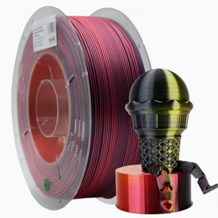 Tri-Color Silk PLA+ 3D Printer Filament 1.75mm 1kg 3-in-1 Magic PLA Plus