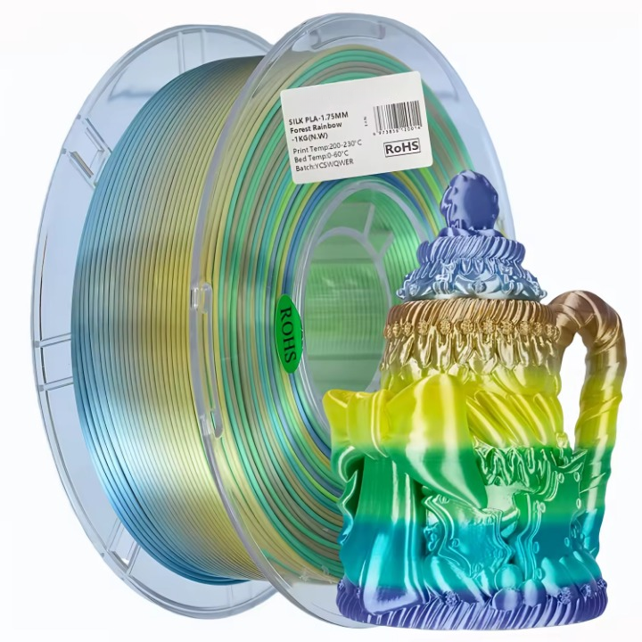 Glossy Gradient Rainbow Silk PLA Filament 1.75mm, 1kg