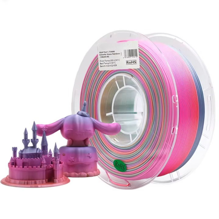 Glossy Gradient Rainbow Silk PLA Filament 1.75mm, 1kg