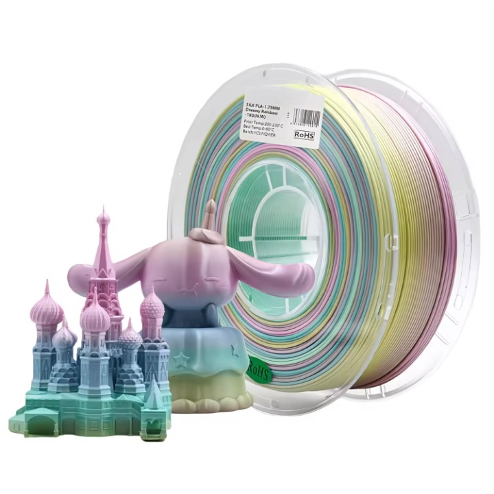 Glossy Gradient Rainbow Silk PLA Filament 1.75mm, 1kg