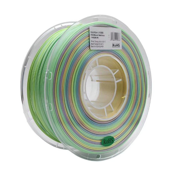 Glossy Gradient Rainbow Silk PLA Filament 1.75mm, 1kg