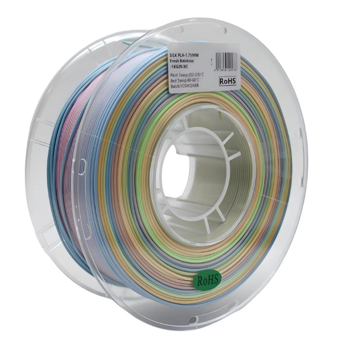 Glossy Gradient Rainbow Silk PLA Filament 1.75mm, 1kg