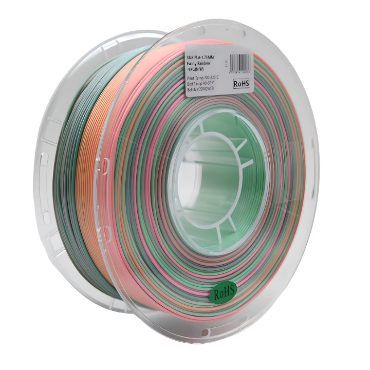 Glossy Gradient Rainbow Silk PLA Filament 1.75mm, 1kg