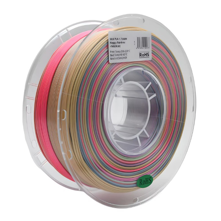 Glossy Gradient Rainbow Silk PLA Filament 1.75mm, 1kg