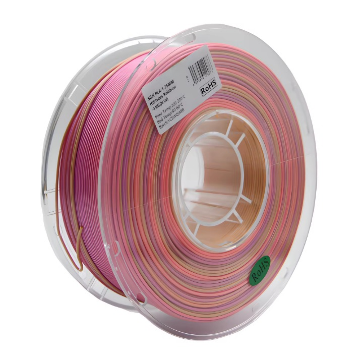 Glossy Gradient Rainbow Silk PLA Filament 1.75mm, 1kg