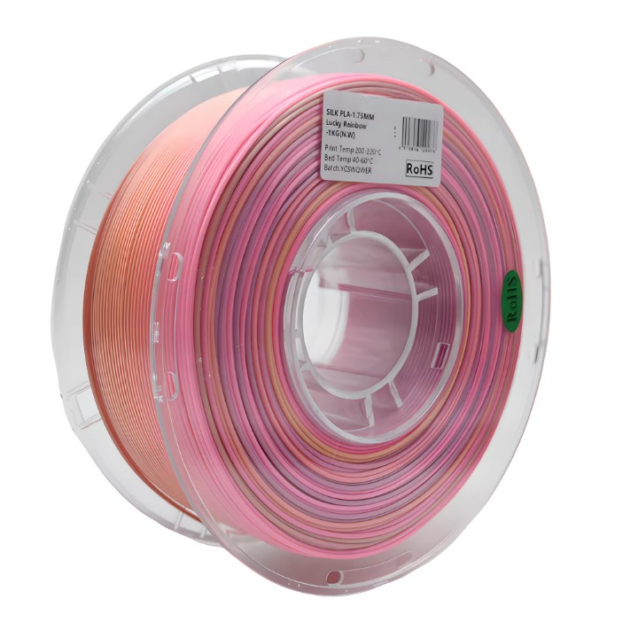 Glossy Gradient Rainbow Silk PLA Filament 1.75mm, 1kg