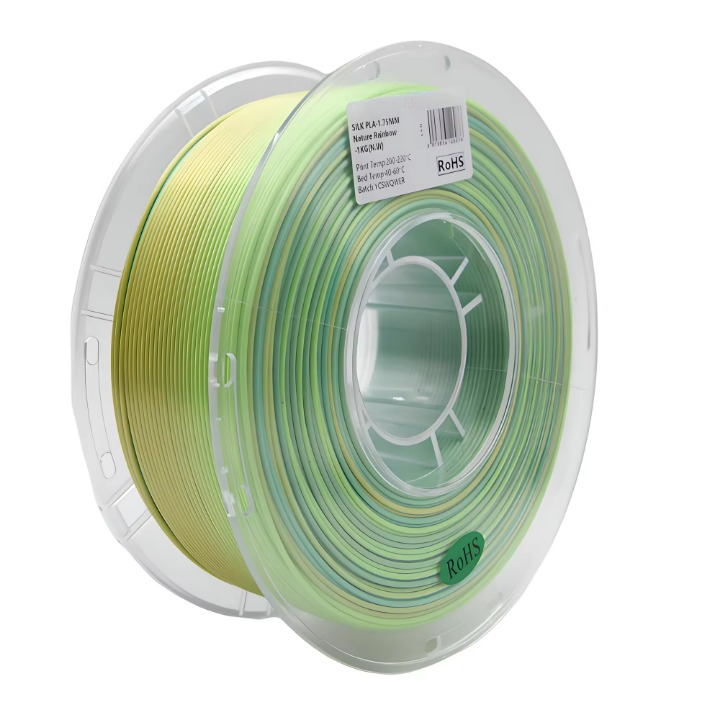 Glossy Gradient Rainbow Silk PLA Filament 1.75mm, 1kg