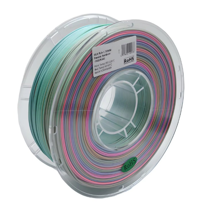 Glossy Gradient Rainbow Silk PLA Filament 1.75mm, 1kg