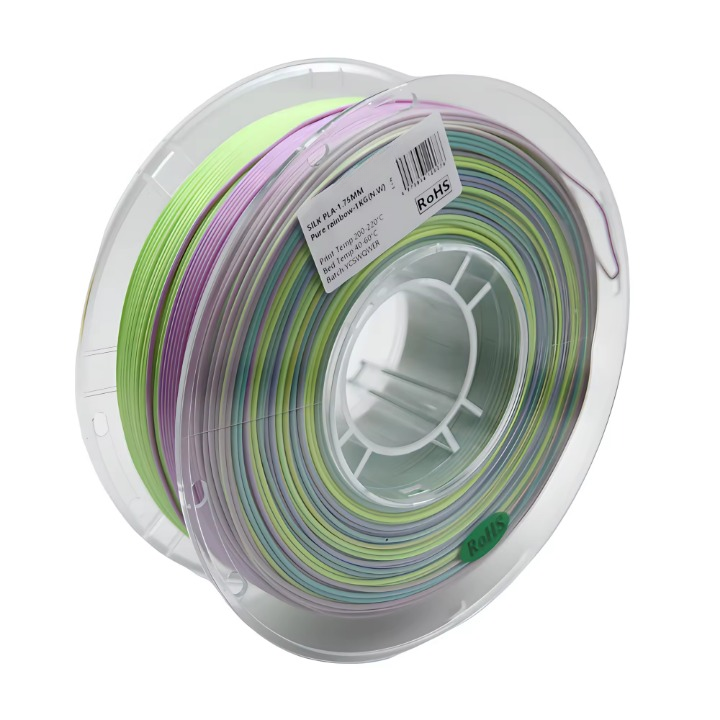 Glossy Gradient Rainbow Silk PLA Filament 1.75mm, 1kg