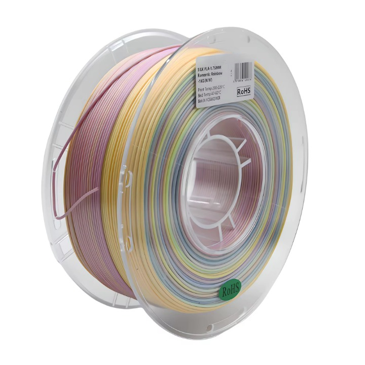 Glossy Gradient Rainbow Silk PLA Filament 1.75mm, 1kg