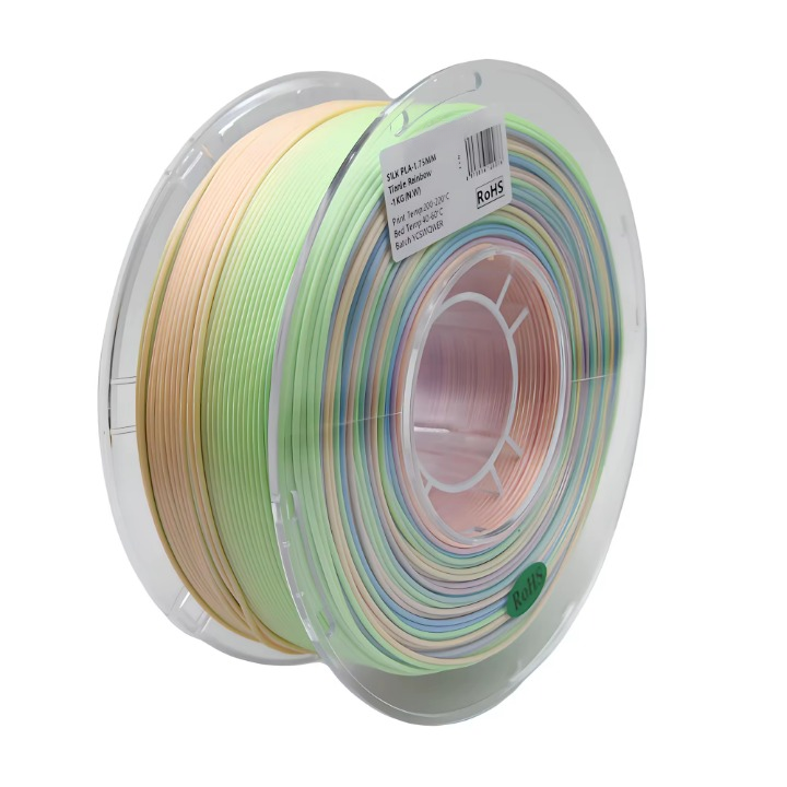 Glossy Gradient Rainbow Silk PLA Filament 1.75mm, 1kg