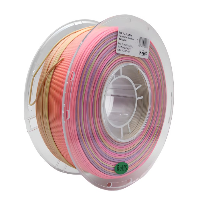 Glossy Gradient Rainbow Silk PLA Filament 1.75mm, 1kg