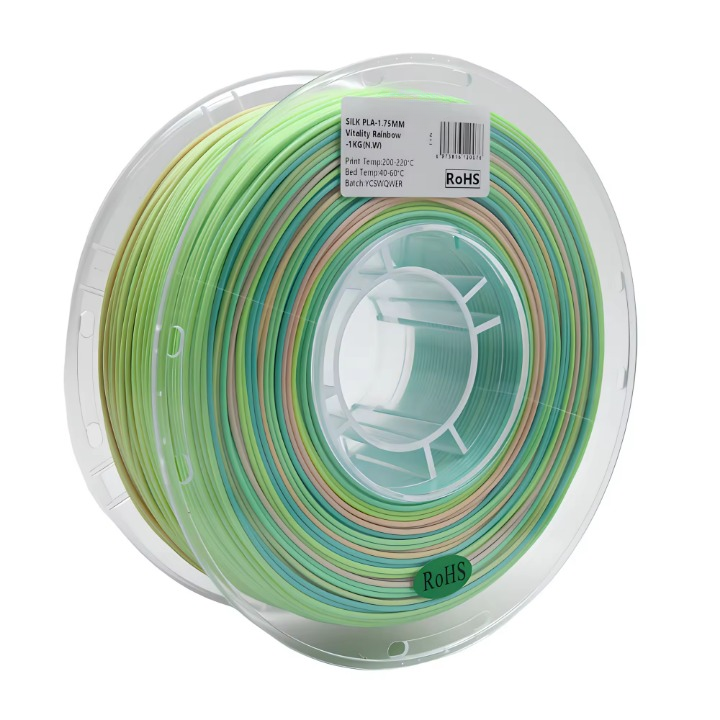 Glossy Gradient Rainbow Silk PLA Filament 1.75mm, 1kg