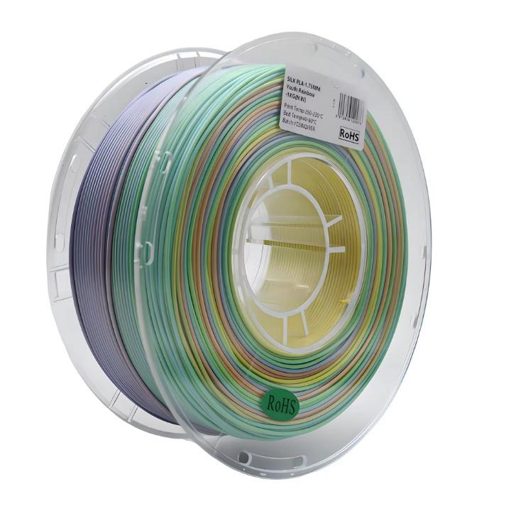 Glossy Gradient Rainbow Silk PLA Filament 1.75mm, 1kg