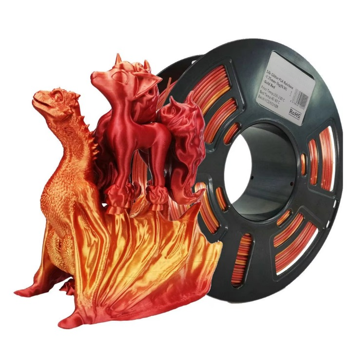 Silk Glitter PLA Rainbow Filament 1.75mm 1kg Shiny Gradient 3D Printer Filament