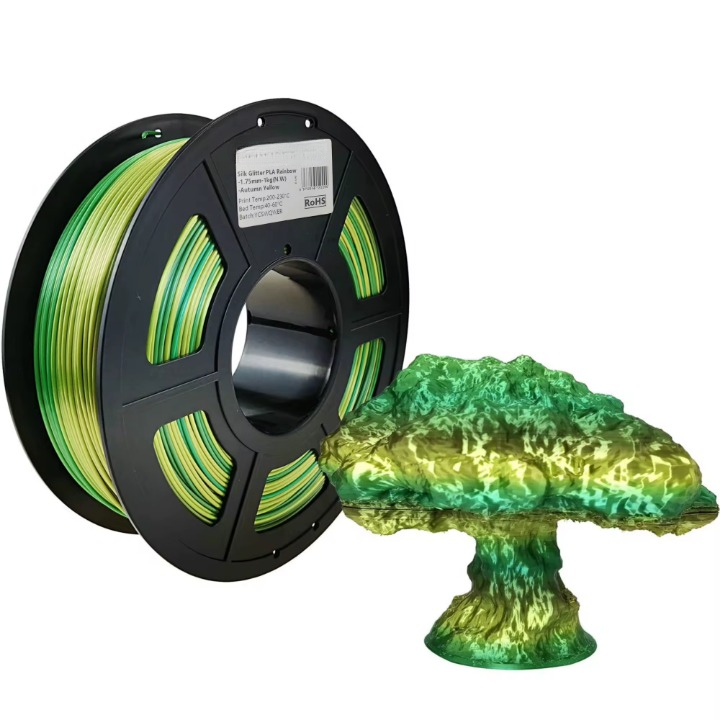 Silk Glitter PLA Rainbow Filament 1.75mm 1kg Shiny Gradient 3D Printer Filament