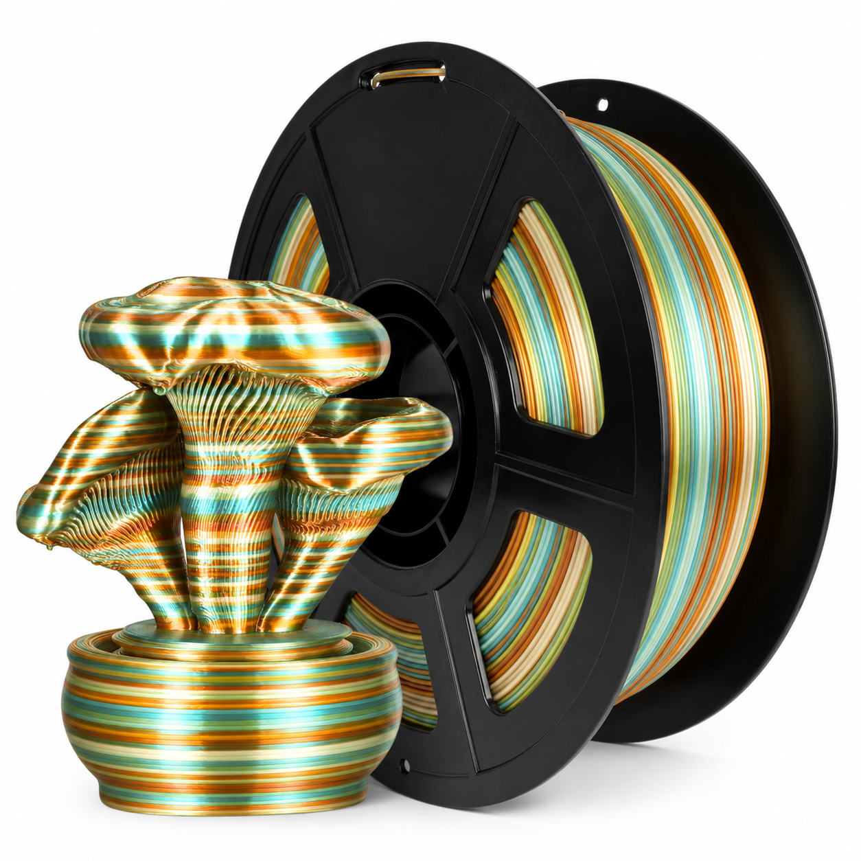 Silk Twist Rainbow PLA Filament 1.75mm 1kg Shiny Ribbon Gradient 3D Printing Filament