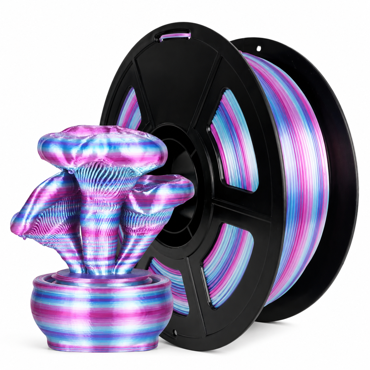 Silk Twist Rainbow PLA Filament 1.75mm 1kg Shiny Ribbon Gradient 3D Printing Filament