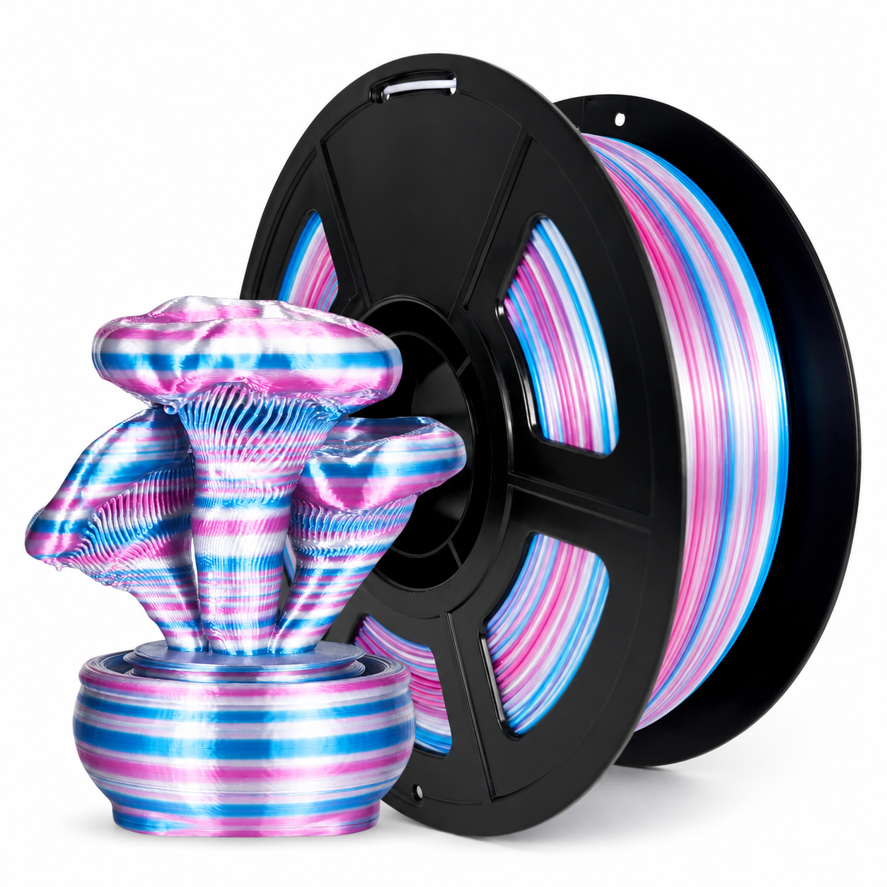 Silk Twist Rainbow PLA Filament 1.75mm 1kg Shiny Ribbon Gradient 3D Printing Filament