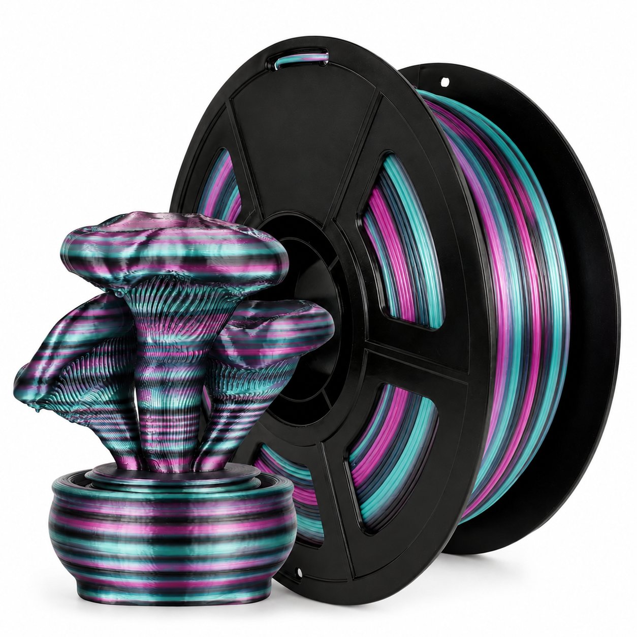Silk Twist Rainbow PLA Filament 1.75mm 1kg Shiny Ribbon Gradient 3D Printing Filament