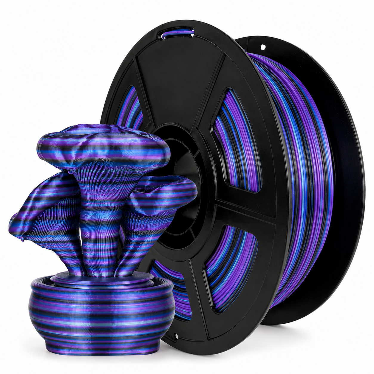 Silk Twist Rainbow PLA Filament 1.75mm 1kg Shiny Ribbon Gradient 3D Printing Filament