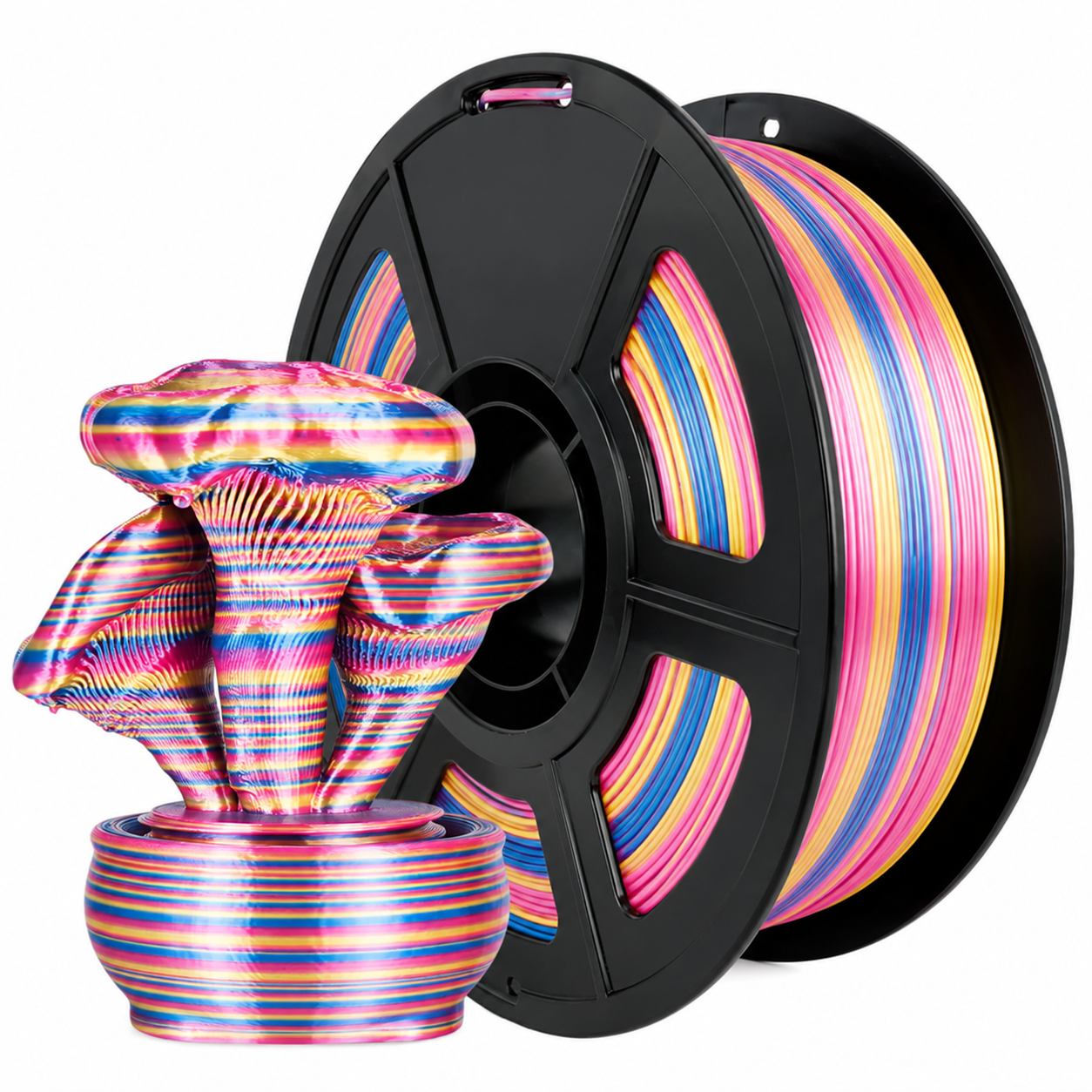 Silk Twist Rainbow PLA Filament 1.75mm 1kg Shiny Ribbon Gradient 3D Printing Filament