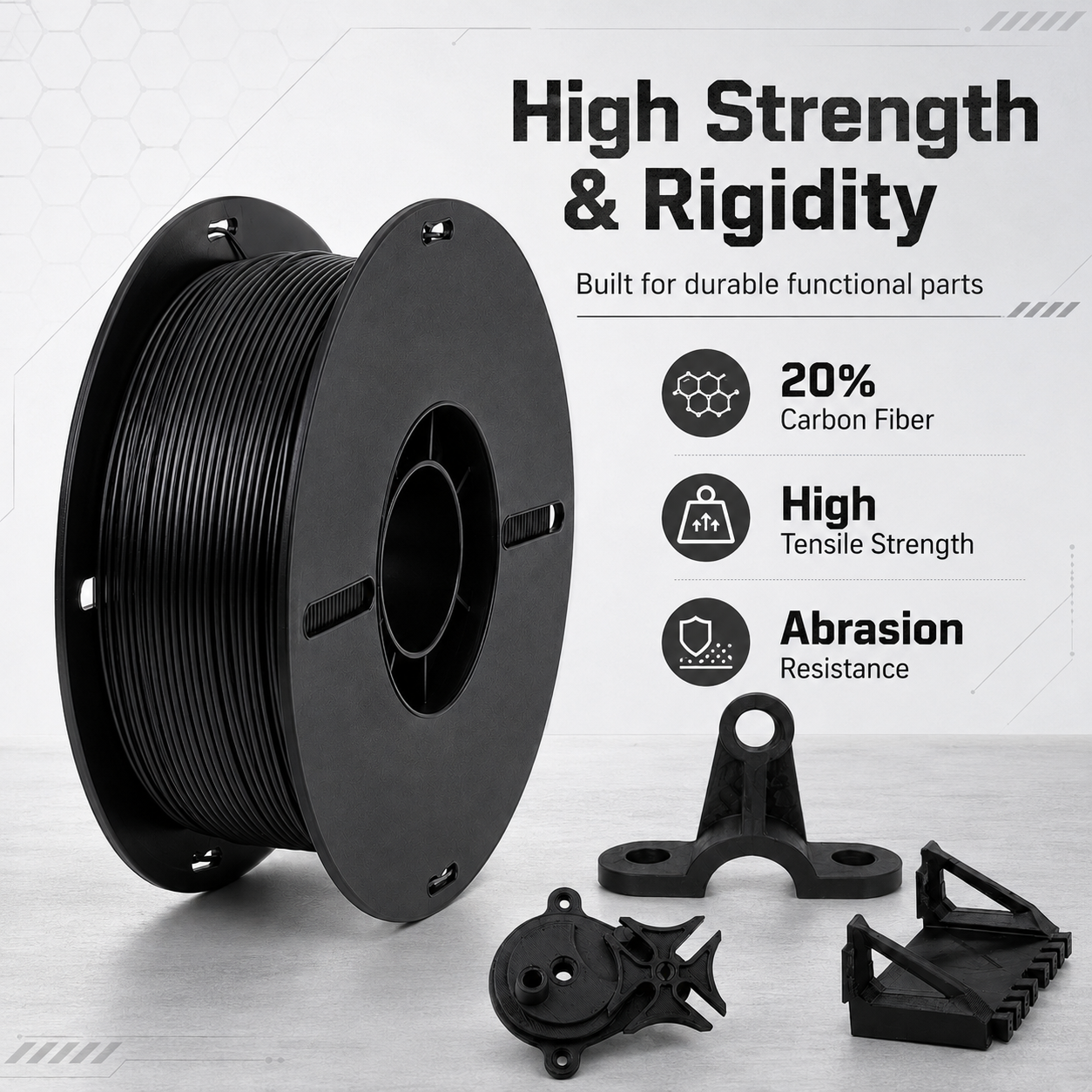 ABS-CF Carbon Fiber 3D Printer Filament 1.75mm 1kg