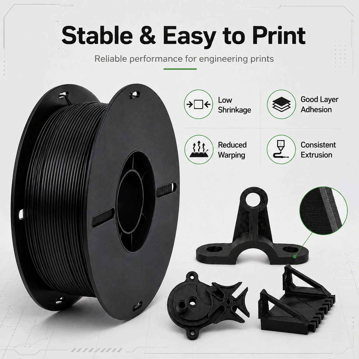 ABS-CF Carbon Fiber 3D Printer Filament 1.75mm 1kg