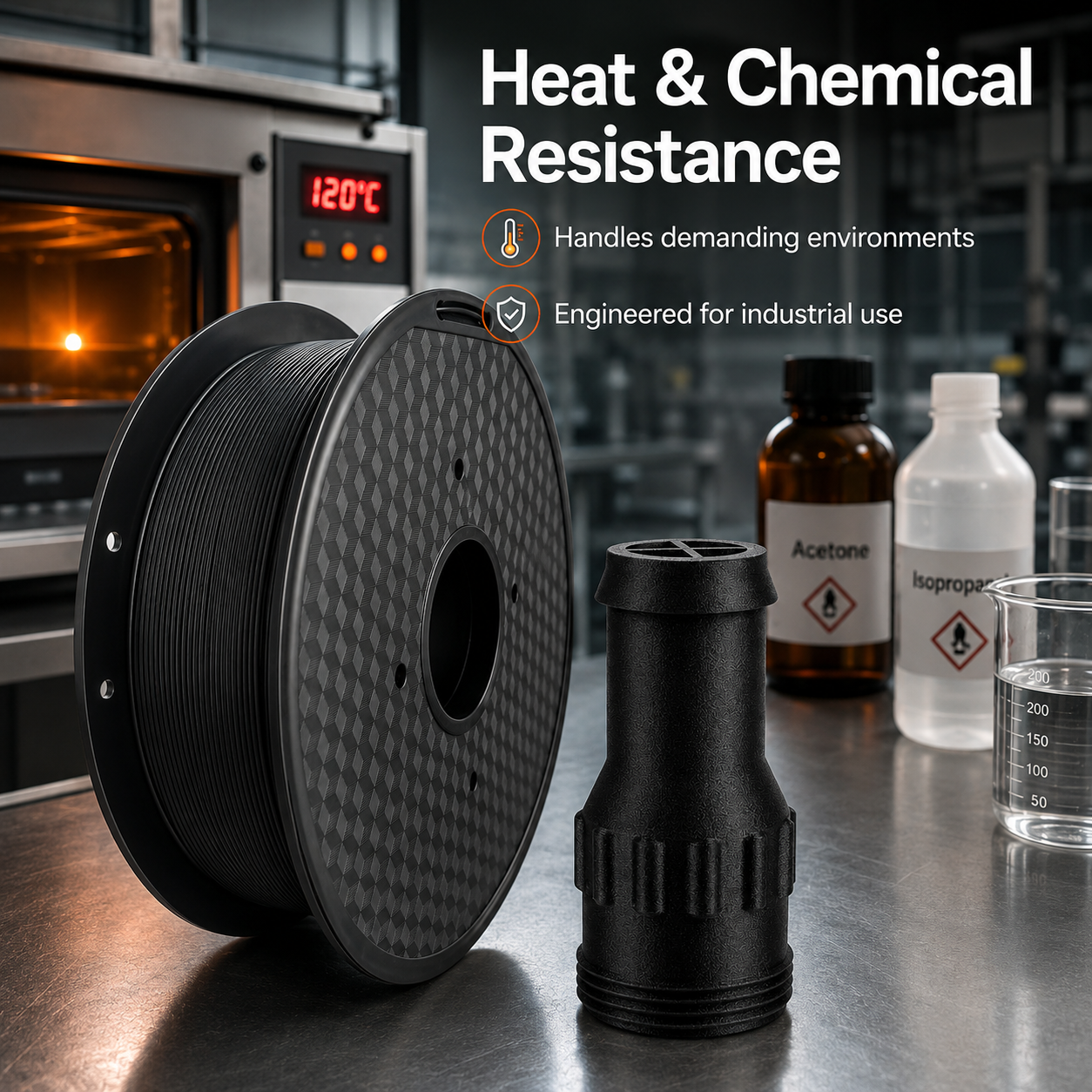 PC+CF 3D Printer Filament 1.75mm Black | Carbon Fiber Reinforced Polycarbonate Filament